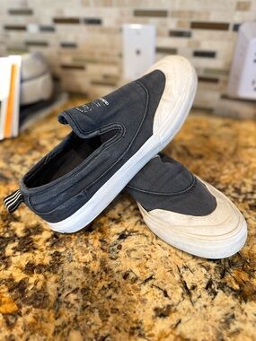 Adidas Canvas Slip-On Sneakers in Black and White